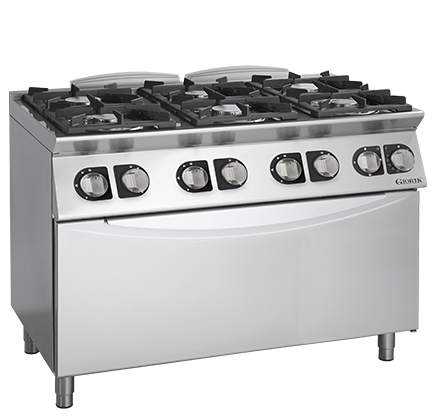 COCINA BASE 6 QUEMADORES A GAS CON HORNO ELÉCTRICO MAXI